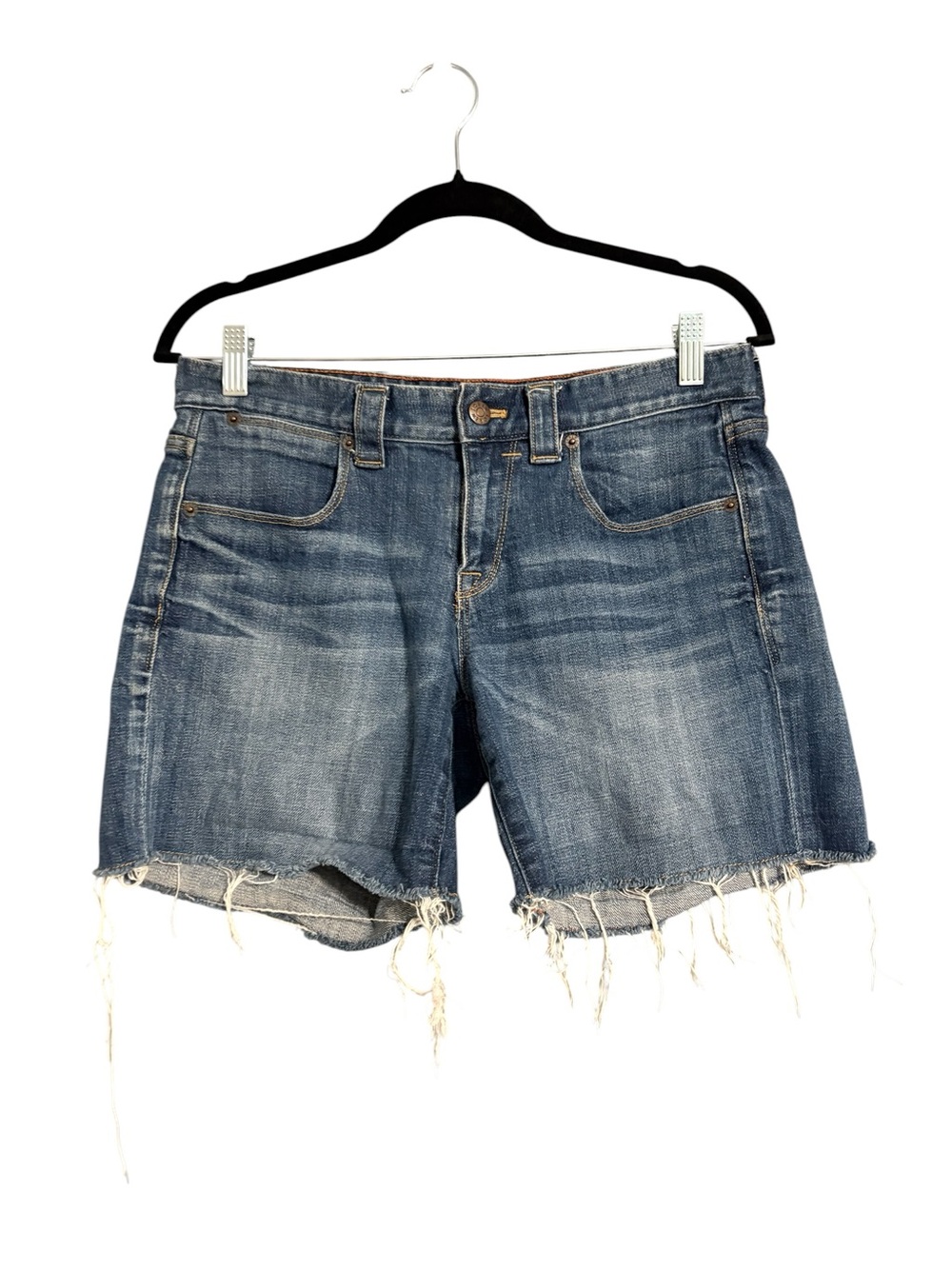 JCrew Distressed Denim Cutoff Shorts Medium Wash Frayed Hem Size 4